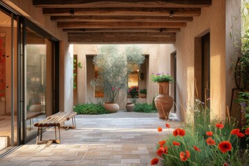 Fototapeta premium Serene Tuscany Courtyard in Italian Style