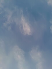 Puffy Fluffy Cloudscape On Beautiful Sunny Blue Sky Before Sunset