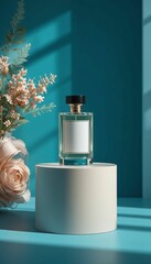 Elegant Perfume Bottle on Minimalist Display on stage Generative AI