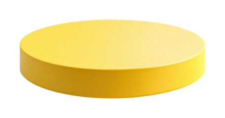 Bright yellow circular object set showcasing its simple yet eye-catching design ideal for product display isolated on transparent background