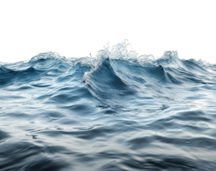 Ocean waves crashing with blue hues isolated on transparent background