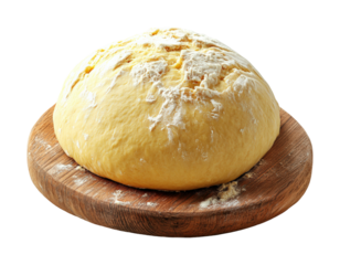 Freshly baked bread dough resting on a wooden board ready for the next step in preparation isolated on transparent background