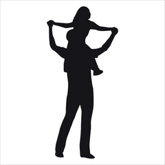 Father and Daughter Silhouette vector illustration