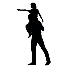 Father and Daughter Silhouette vector illustration