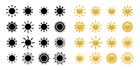 Sun vector collection. Simple and minimalist shapes. symbols