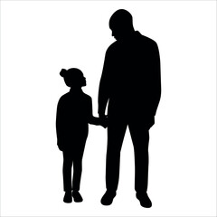 Father and Daughter Silhouette vector illustration