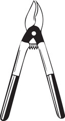 Loppers Rustic Tool for Gardening, Silhouette vector