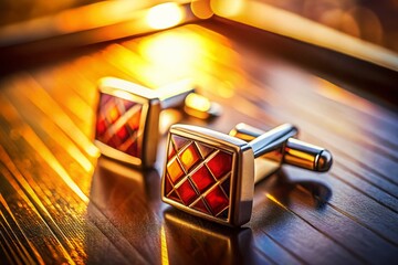 Luxury Cufflinks: Close-Up Aerial View of Elegant Men's Accessory in Upscale Hotel Suite