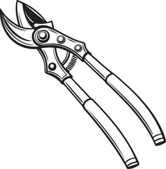 Loppers Rustic Tool for Gardening, Silhouette vector