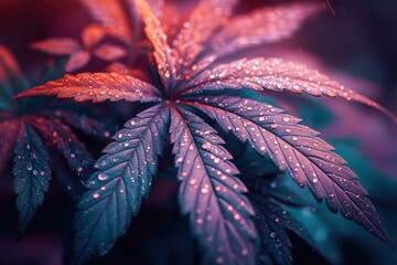 Vibrant Cannabis Leaf in Fiery Digital Art
