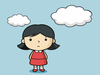 The girl stands and thinks, vector