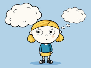 The girl stands and thinks, vector