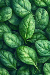 Lush Green Spinach Leaves Background Texture