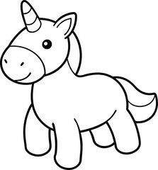Unicorn plush toy line art illustration