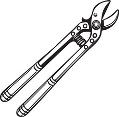 Loppers Rustic Tool for Gardening, Silhouette vector