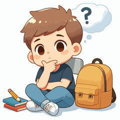 a boy is thinking vector