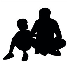 Father and son or Dan and Son Silhouette vector illustration