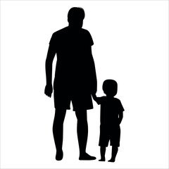 Father and son or Dan and Son Silhouette vector illustration