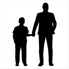 Father and son or Dan and Son Silhouette vector illustration