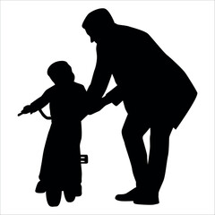 Father and son or Dan and Son Silhouette vector illustration