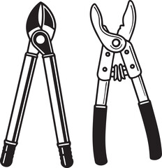 Loppers Rustic Tool for Gardening, Silhouette vector