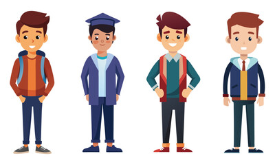 Four Diverse University Young Student's Graduation Profile Avatar Icon 