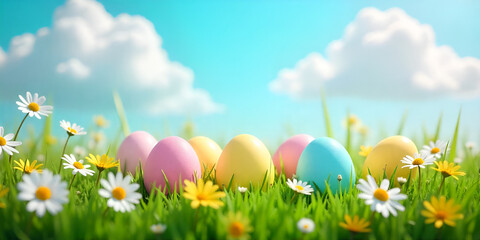easter eggs on grass
