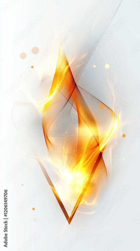 Wall mural fiery abstract energy form within geometric frame: dynamic digital artwork