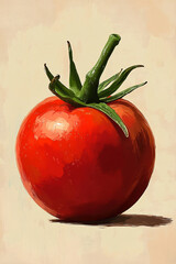 A Single Red Tomato Artistic Still Life Painting