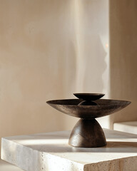 Contemporary ceramic bowl art displayed in a minimalist interior setting with soft natural light