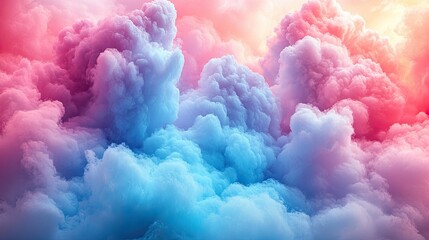 Fototapeta premium A vibrant, dreamy cloudscape blending pink and blue hues, evoking a sense of tranquility and wonder.