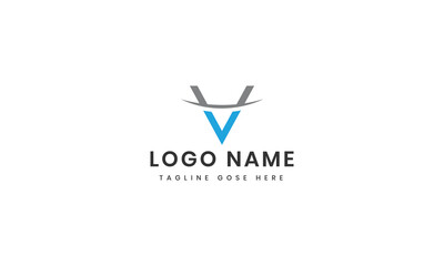 v logo template with abstract shape