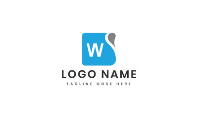 w logo template with abstract shape