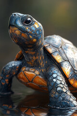 Naklejka premium A Strikingly Beautiful Tortoise In Water