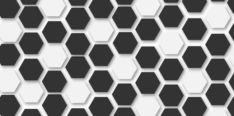 Abstract white black and grey hexagon technology geometric pattern concept white background. Use for template, wallpaper, website vector illustration.