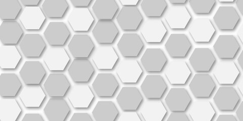 Abstract white and grey hexagon technology geometric pattern concept white background. Use for template, wallpaper, website vector illustration.