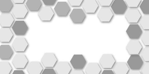 Abstract white and grey hexagon technology geometric pattern concept white background. Use for template, wallpaper, website vector illustration.