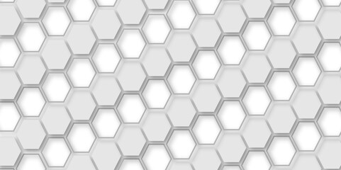 Naklejka premium Abstract white and grey hexagon technology geometric pattern concept white background. Use for template, wallpaper, website vector&nbsp;illustration.