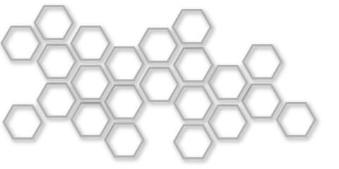 Abstract white and grey hexagon technology geometric pattern concept white background. Use for template, wallpaper, website vector illustration.