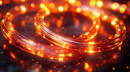 Obraz premium Fiery Orange Glowing Lights in Circular Motion: Abstract Energy and Intensity