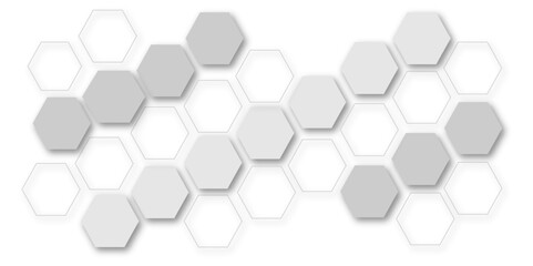 Abstract white and grey hexagon technology geometric pattern concept white background. Use for template, wallpaper, website vector illustration.