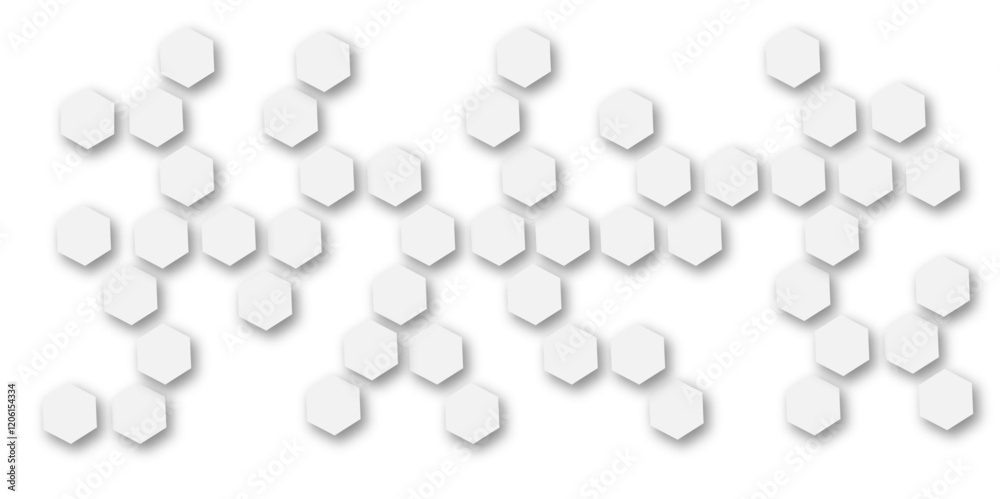 Wall mural abstract white and grey hexagon technology geometric pattern concept white background. use for templ