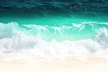 Ocean Waves Gradient: Waves crashing onto the shore with colors transitioning from deep navy blue to turquoise and white foam