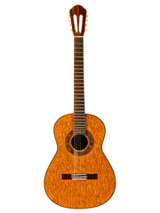 Obraz premium An elegant, classical guitar with intricate inlays and wooden texture, isolated on a transparent background