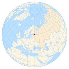 Map showing the location of the city Saint Petersburg in the Russia (Eastern Europe) on the earth globe.