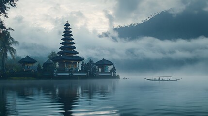 Ulun Danu Temple on Lake Beratan Bali Indonesia