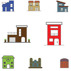 Color bank building icon isolated on white Vector Image