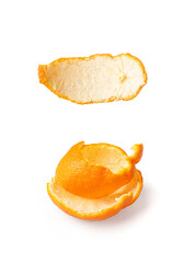 Mandarin Peel Isolated, Peeled Tangerine, Fresh Citrus Rind, Mandarins Skin, Tangerines Shell Isolated