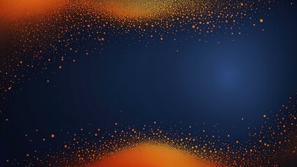 Abstract gradient background transitioning from navy blue to orange with glowing orange dots.
