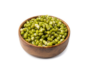 Soaked Mung Beans, Wet Vigna Radiata Seeds Pile, Macro Photo of Green Gram in Water